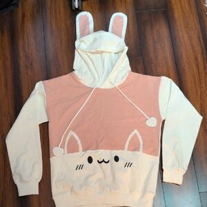 Pink and white bunny hoodie size M